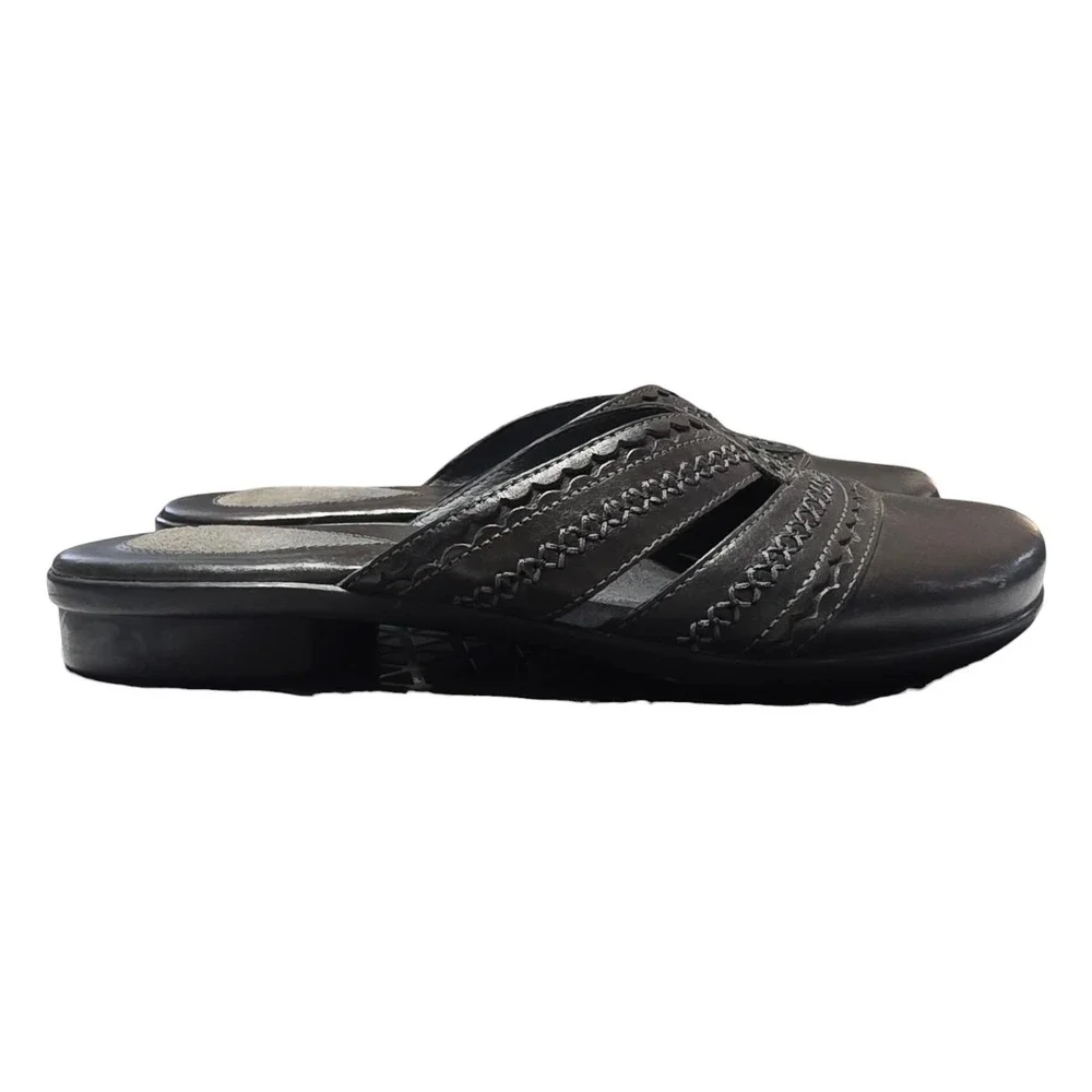 Artisan by Clarks Womens Black Leather Braided Slide Loafer Shoes Size 9 M